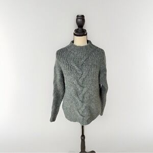 Urban Outfitters Fisherman Knit Alpaca Wool Sweater Green Gray Made in Italy S